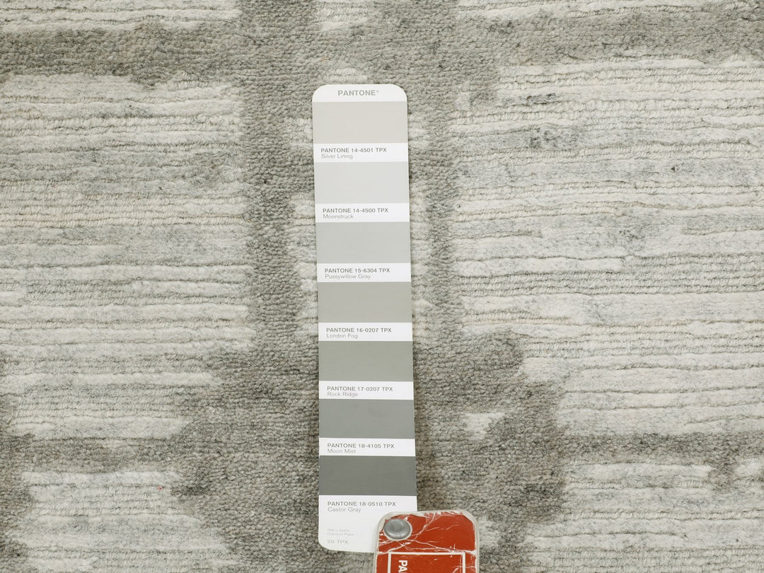 2'6" x 8'0" New Hand Knotted Grey Wool Runner Oriental Rug - MOA10258230