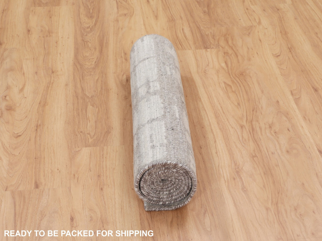 2'6" x 8'0" New Hand Knotted Grey Wool Runner Oriental Rug - MOA10258230