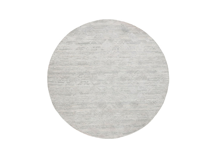 6'0" x 6'0" New Hand Knotted Ivory Wool Round Oriental Rug - MOA10258238