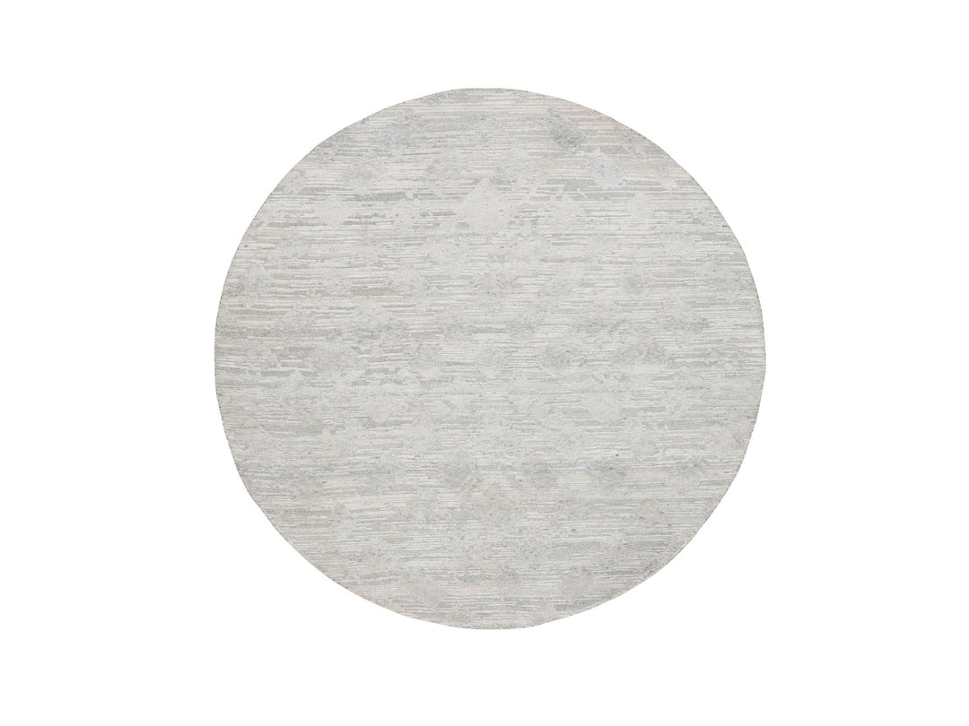 6'0" x 6'0" New Hand Knotted Ivory Wool Round Oriental Rug - MOA10258238