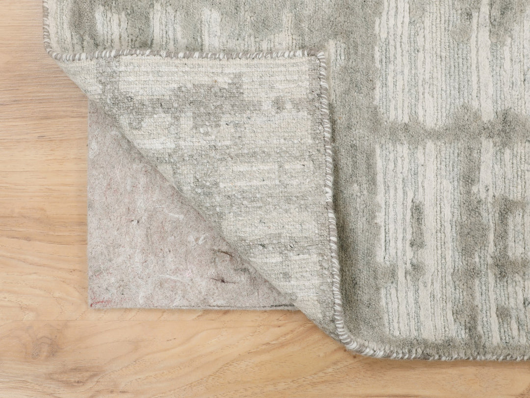 2'6" x 8'0" New Hand Knotted Grey Wool Runner Oriental Rug - MOA10258244