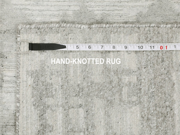 2'6" x 8'0" New Hand Knotted Grey Wool Runner Oriental Rug - MOA10258244