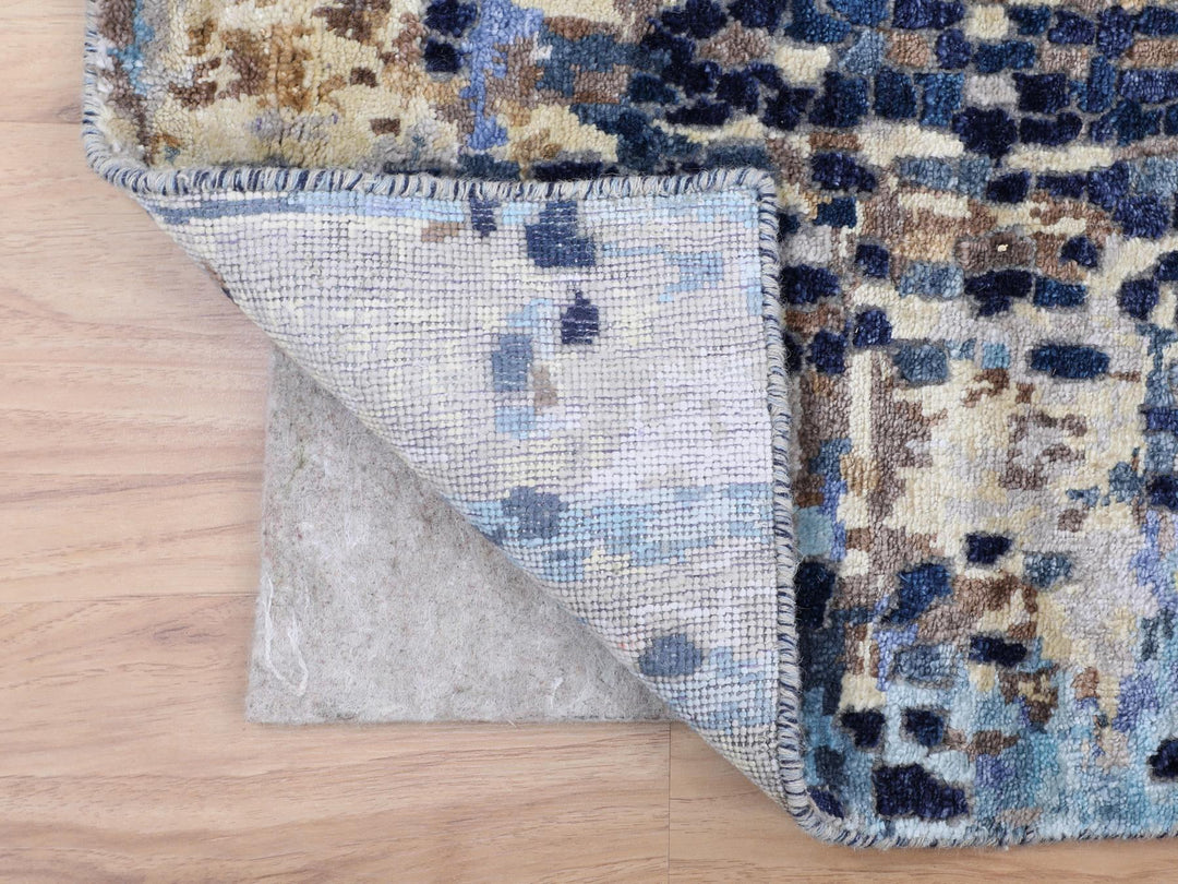 3'0" x 4'9" New Hand Knotted Blue Wool & Silk Rectangle Oriental Rug - MOA10258288