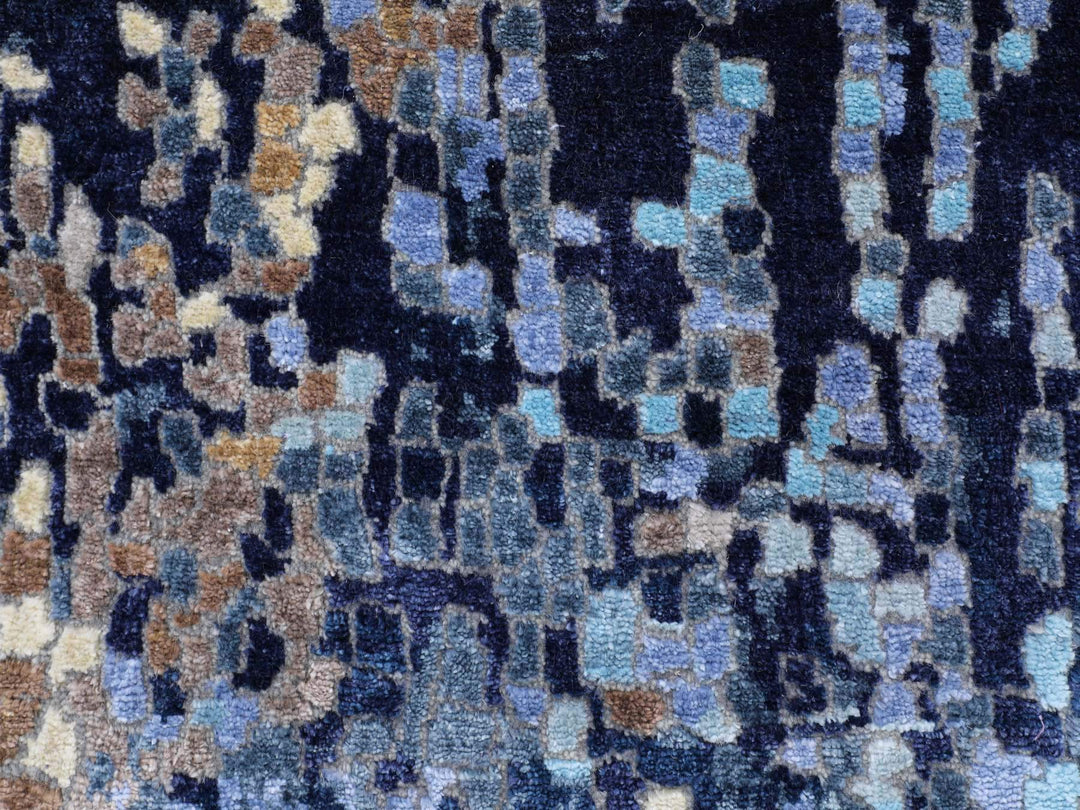 3'0" x 4'9" New Hand Knotted Blue Wool & Silk Rectangle Oriental Rug - MOA10258288