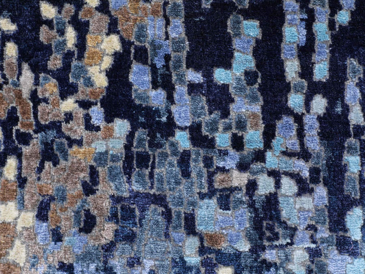 3'0" x 4'9" New Hand Knotted Blue Wool & Silk Rectangle Oriental Rug - MOA10258288