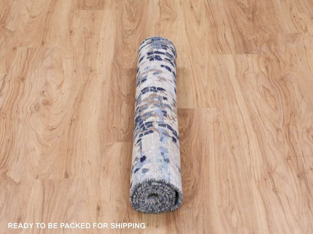 3'0" x 4'9" New Hand Knotted Blue Wool & Silk Rectangle Oriental Rug - MOA10258288