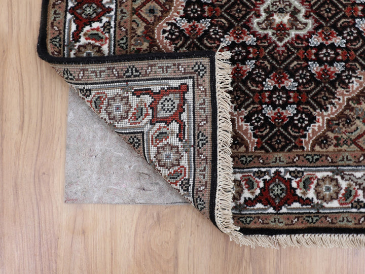 2'8" x 10'1" New Hand Knotted Black Wool Runner Oriental Rug - MOA10258298