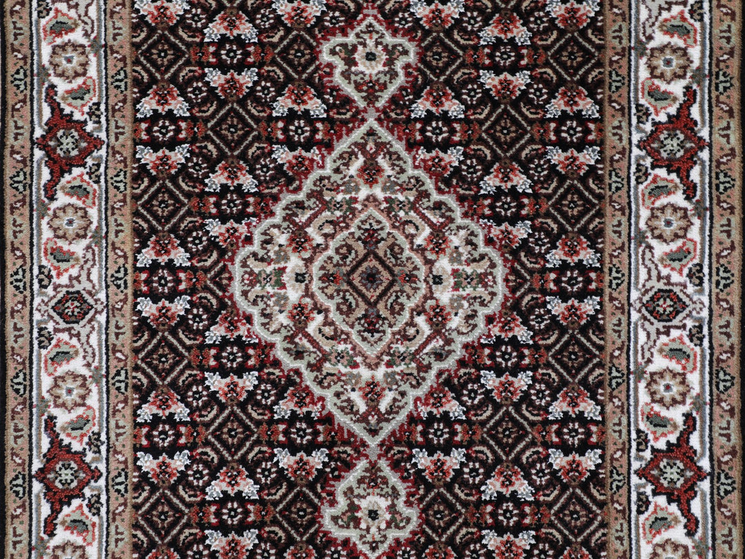 2'8" x 10'1" New Hand Knotted Black Wool Runner Oriental Rug - MOA10258298