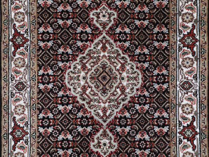 2'8" x 10'1" New Hand Knotted Black Wool Runner Oriental Rug - MOA10258298