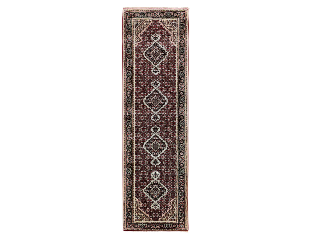 2'8" x 10'1" New Hand Knotted Red Wool Runner Oriental Rug - MOA10258319