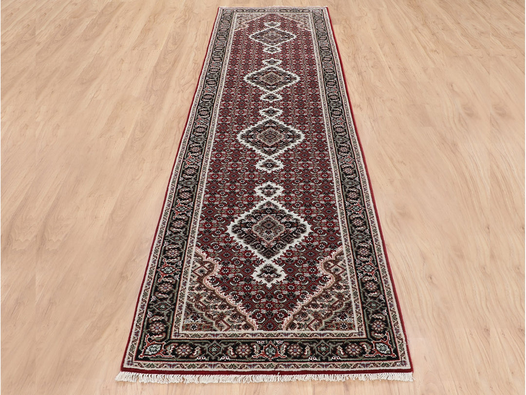 2'8" x 10'2" New Hand Knotted Red Wool Runner Oriental Rug - MOA10258322