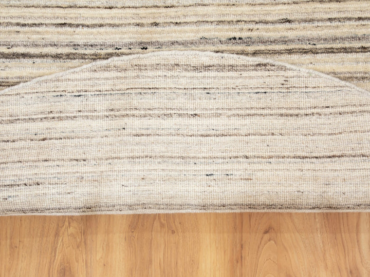 8'0" x 8'0" New Hand Loomed Beige Wool Round Oriental Rug - MOA10258350