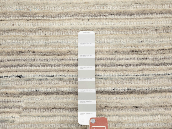 8'0" x 8'0" New Hand Loomed Beige Wool Round Oriental Rug - MOA10258350