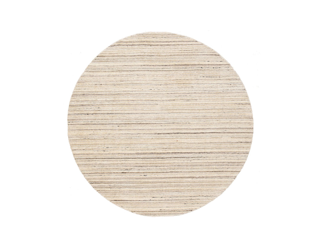 6'0" x 6'0" New Hand Loomed Beige Wool Round Oriental Rug - MOA10258353