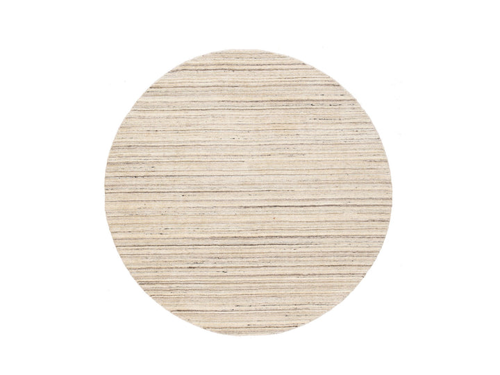 6'0" x 6'0" New Hand Loomed Beige Wool Round Oriental Rug - MOA10258353