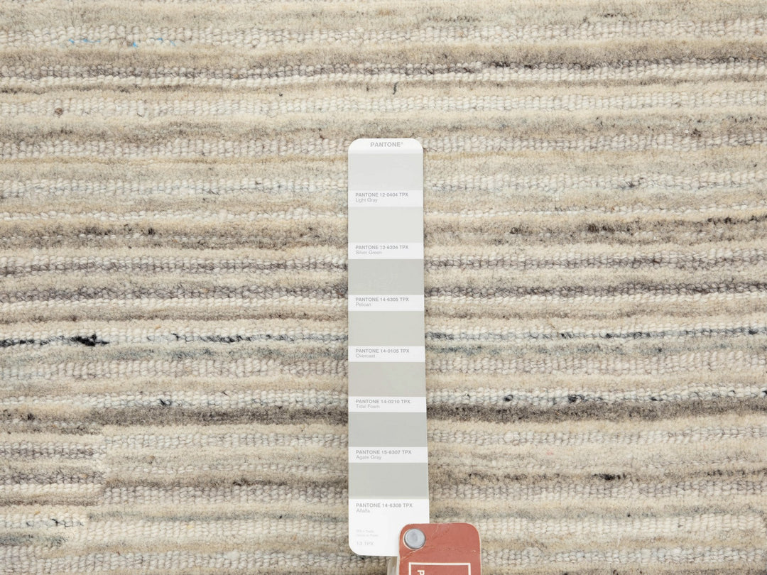 6'0" x 6'0" New Hand Loomed Beige Wool Round Oriental Rug - MOA10258353