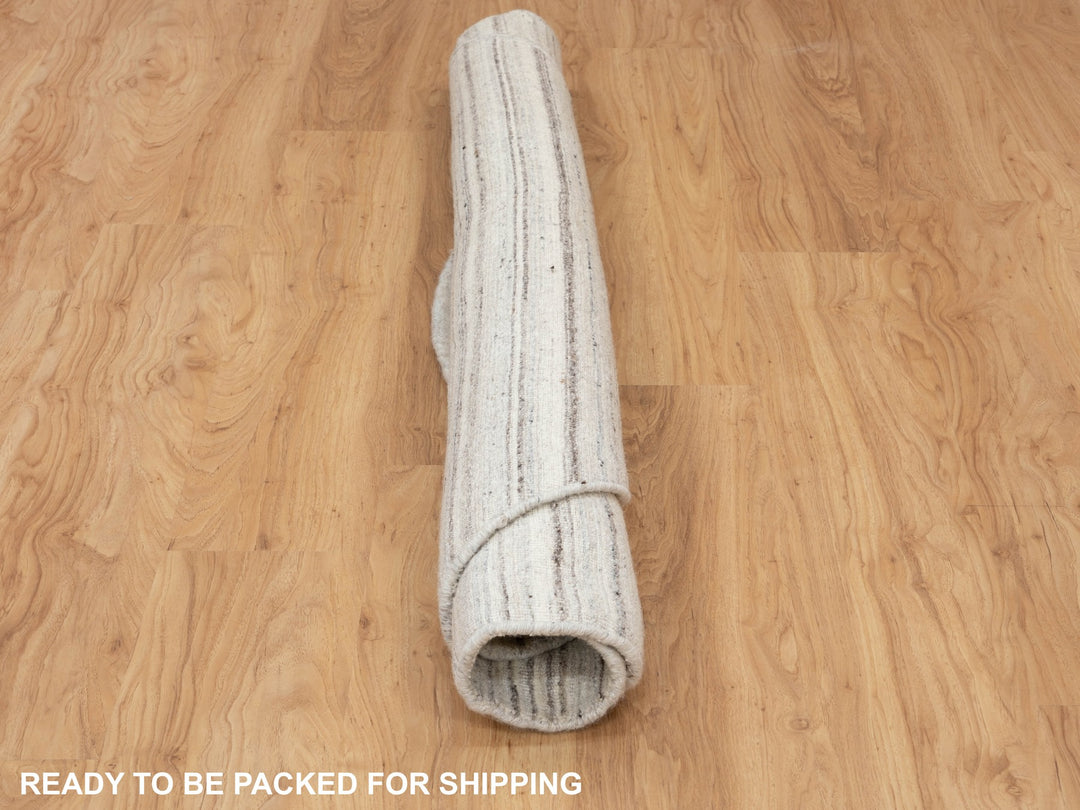 6'0" x 6'0" New Hand Loomed Beige Wool Round Oriental Rug - MOA10258353