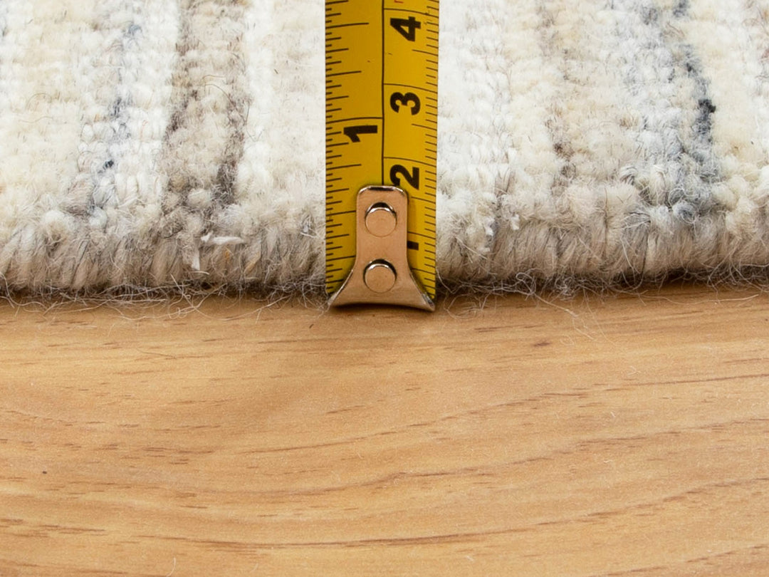 6'0" x 6'0" New Hand Loomed Beige Wool Round Oriental Rug - MOA10258353