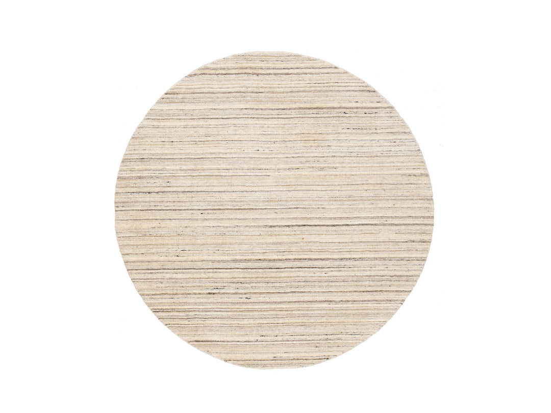 6'0" x 6'0" New Hand Loomed Beige Wool Round Oriental Rug - MOA10258354