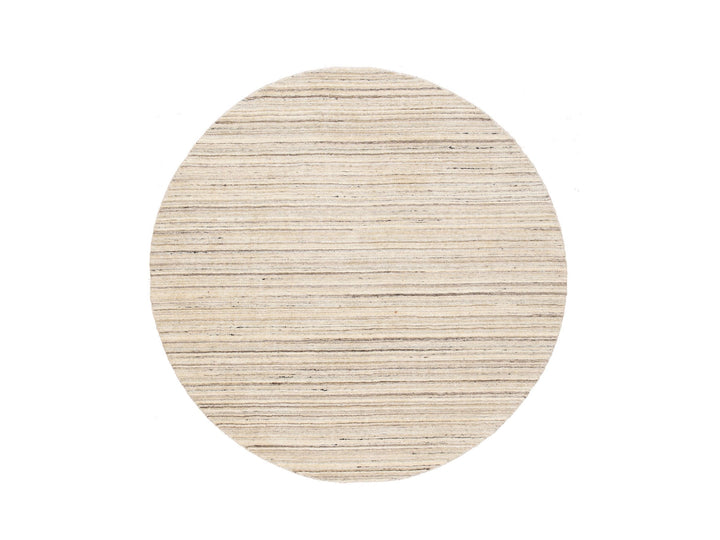 6'0" x 6'0" New Hand Loomed Beige Wool Round Oriental Rug - MOA10258354