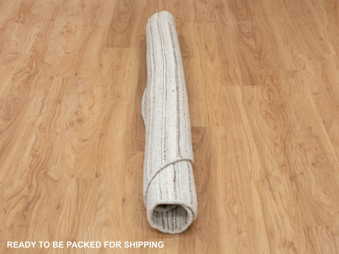 6'0" x 6'0" New Hand Loomed Beige Wool Round Oriental Rug - MOA10258354