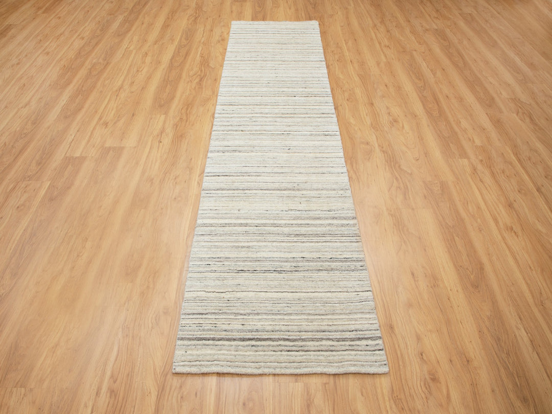 2'6" x 9'8" New Hand Loomed Beige Wool Runner Oriental Rug - MOA10258358