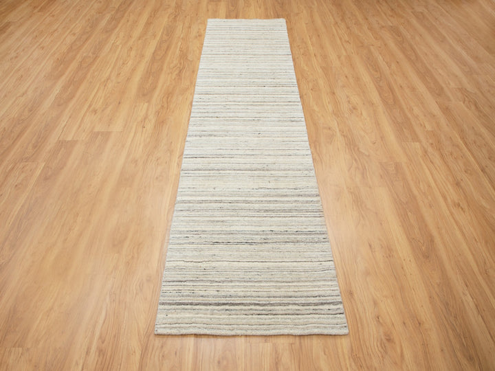 2'6" x 9'8" New Hand Loomed Beige Wool Runner Oriental Rug - MOA10258358