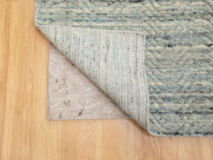 6'0" x 9'0" New Hand Loomed Green Wool Rectangle Oriental Rug - MOA10258391