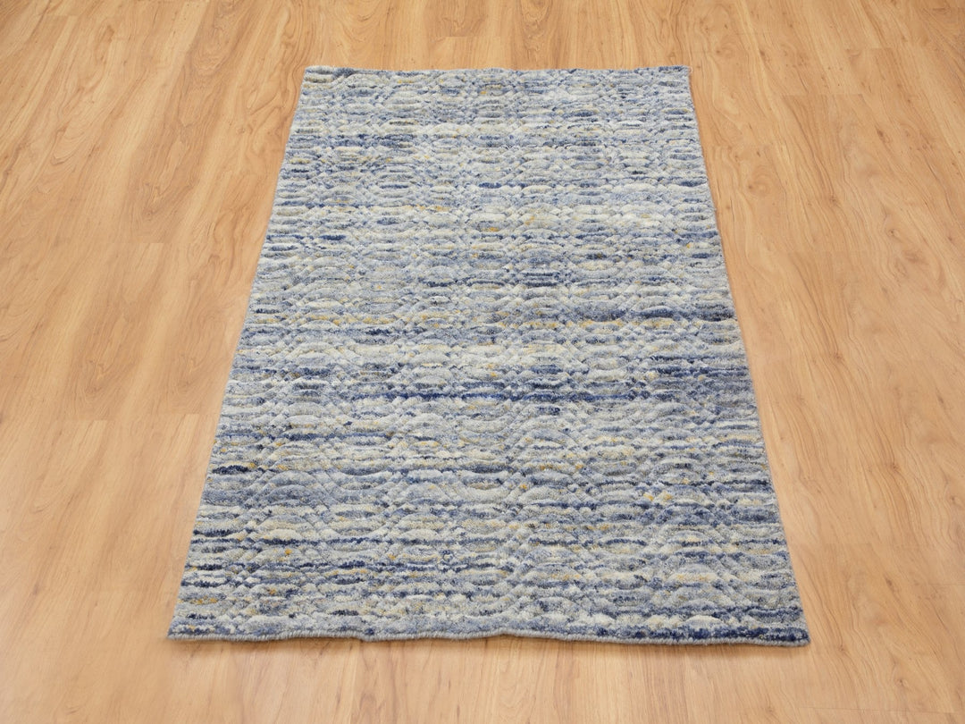 3'0" x 5'0" New Hand Loomed Grey Wool Rectangle Oriental Rug - MOA10258395