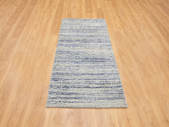 2'6" x 5'10" New Hand Loomed Grey Wool Runner Oriental Rug - MOA10258401