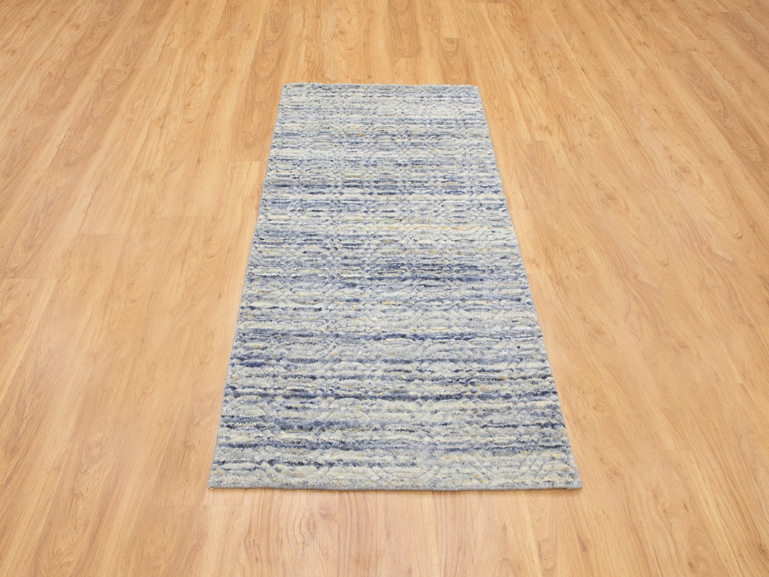 2'6" x 5'10" New Hand Loomed Grey Wool Runner Oriental Rug - MOA10258401