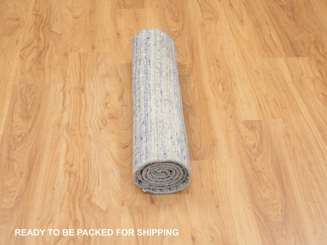 2'6" x 5'10" New Hand Loomed Grey Wool Runner Oriental Rug - MOA10258401