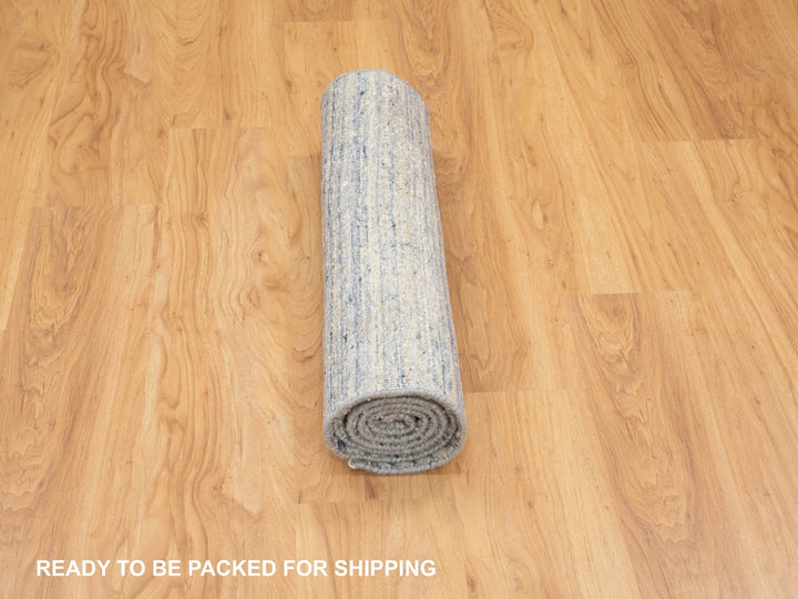 2'6" x 5'10" New Hand Loomed Grey Wool Runner Oriental Rug - MOA10258401