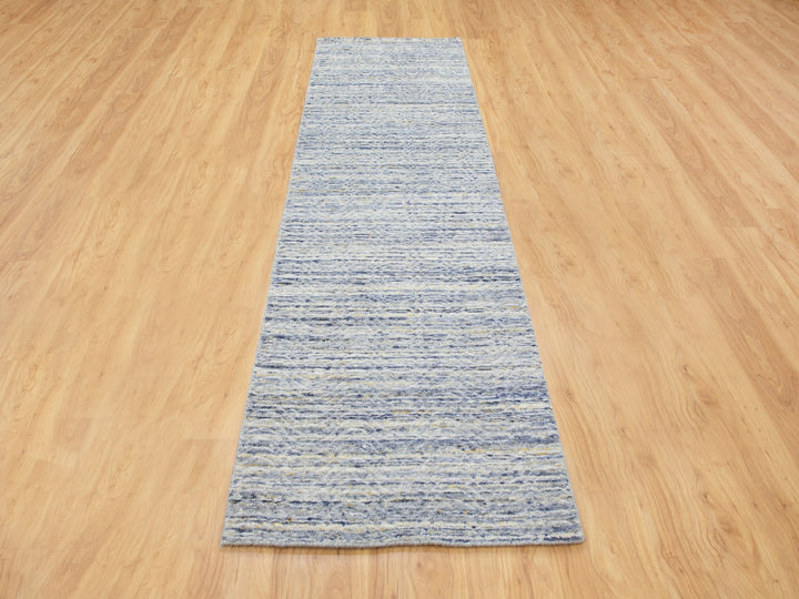 2'6" x 9'9" New Hand Loomed Grey Wool Runner Oriental Rug - MOA10258402