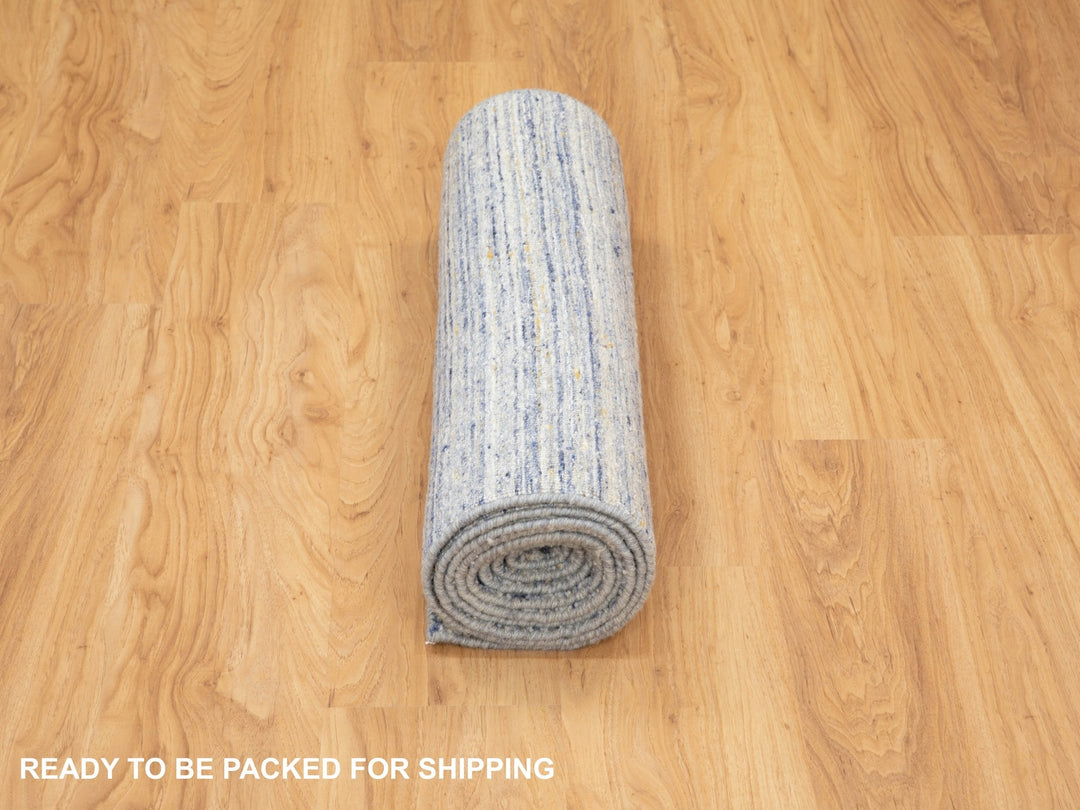 2'6" x 9'9" New Hand Loomed Grey Wool Runner Oriental Rug - MOA10258402