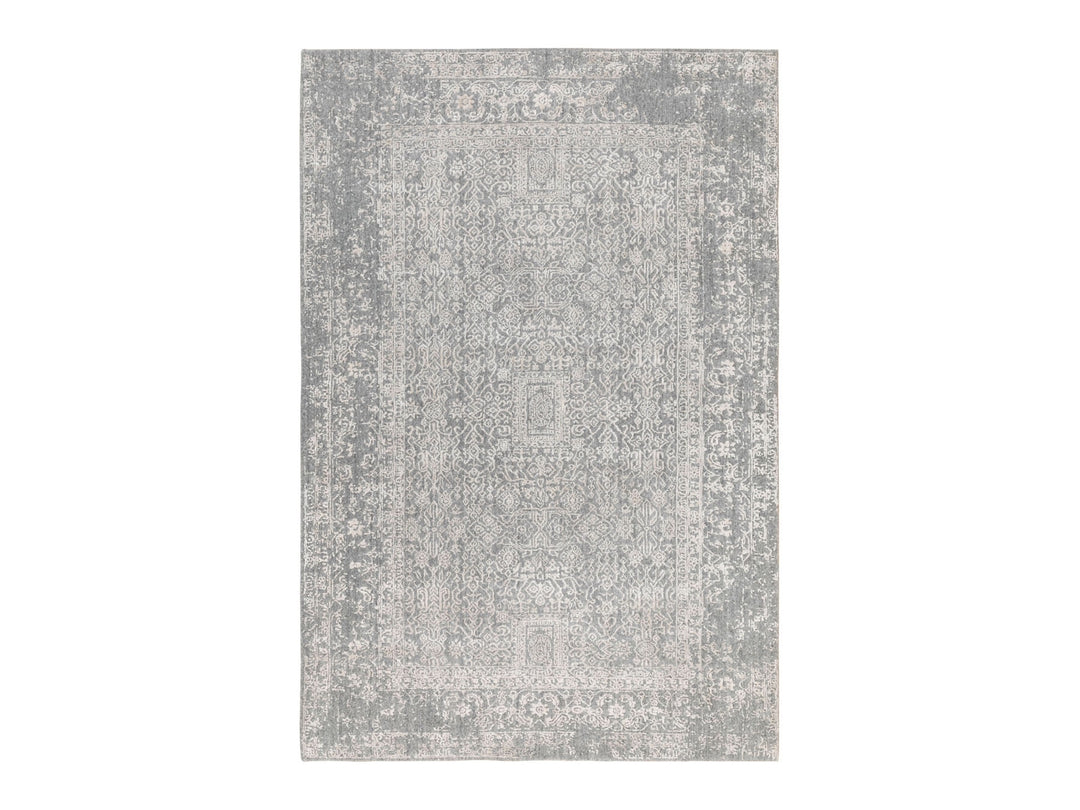 5'10" x 9'1" New Hand Loomed Grey Wool & Art Silk Rectangle Oriental Rug - MOA10258409