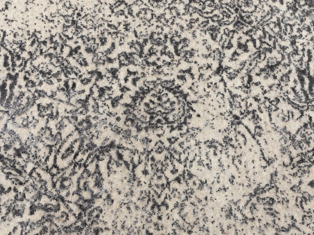 5'10" x 5'10" New Hand Loomed Grey Wool & Art Silk Round Oriental Rug - MOA10258427