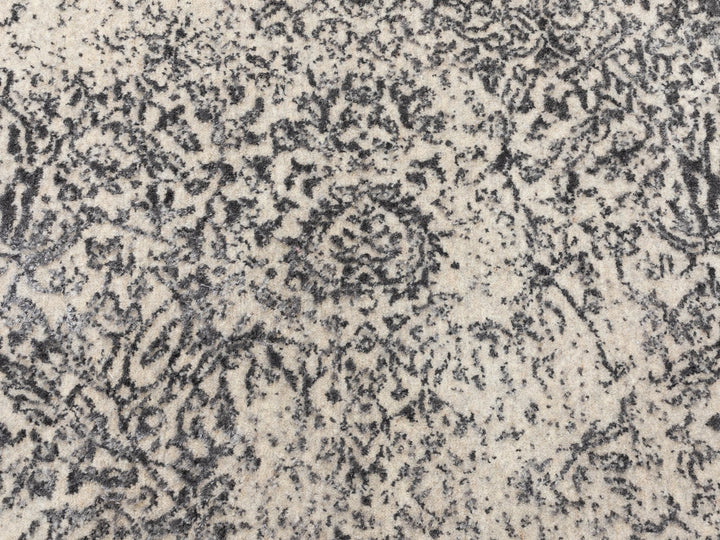 5'10" x 5'10" New Hand Loomed Grey Wool & Art Silk Round Oriental Rug - MOA10258427