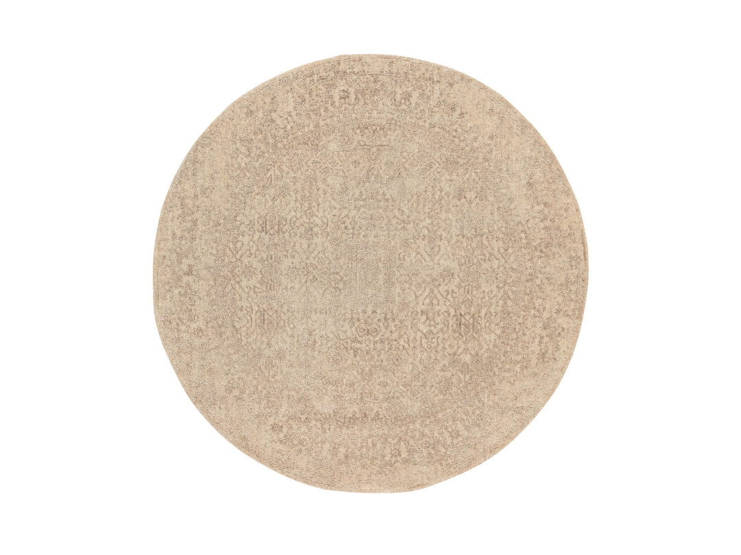 5'9" x 5'9" New Hand Loomed Beige Wool & Art Silk Round Oriental Rug - MOA10258433