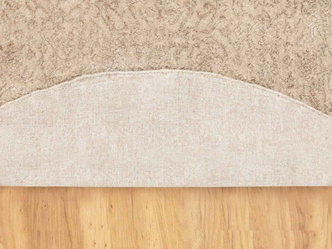 5'9" x 5'9" New Hand Loomed Beige Wool & Art Silk Round Oriental Rug - MOA10258433