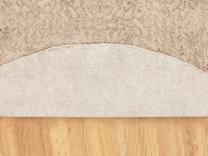 5'9" x 5'9" New Hand Loomed Beige Wool & Art Silk Round Oriental Rug - MOA10258433