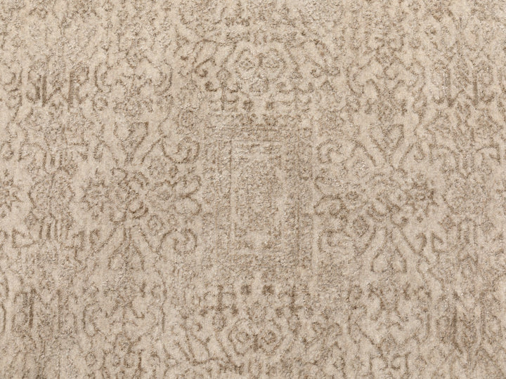 5'9" x 5'9" New Hand Loomed Beige Wool & Art Silk Round Oriental Rug - MOA10258433