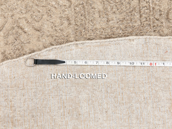 5'9" x 5'9" New Hand Loomed Beige Wool & Art Silk Round Oriental Rug - MOA10258433