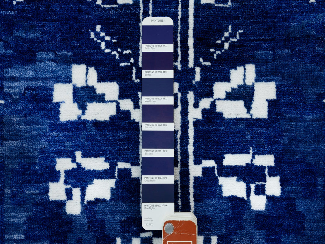 14'0" x 14'0" New Hand Knotted Blue Wool & Silk Round Oriental Rug - MOA10258562