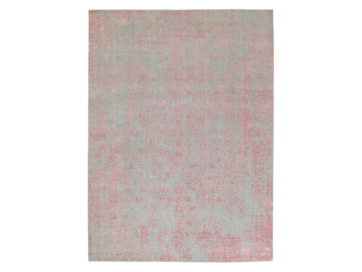 10'0" x 14'1" New Hand Loomed Pink Wool & Art Silk Rectangle Oriental Rug - MOA10258581