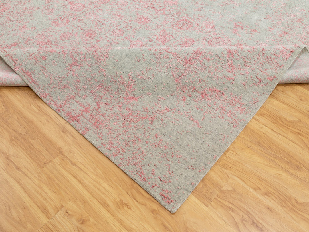 10'0" x 14'1" New Hand Loomed Pink Wool & Art Silk Rectangle Oriental Rug - MOA10258581