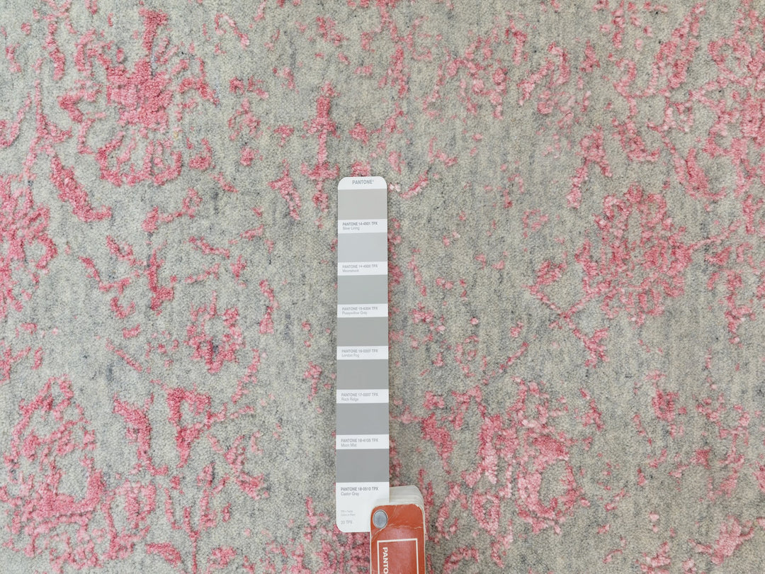 10'0" x 14'1" New Hand Loomed Pink Wool & Art Silk Rectangle Oriental Rug - MOA10258581