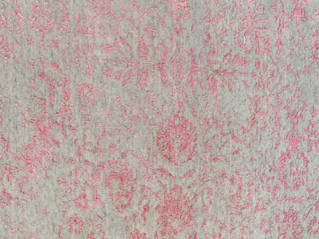 10'0" x 14'1" New Hand Loomed Pink Wool & Art Silk Rectangle Oriental Rug - MOA10258581