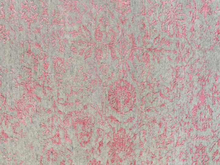 10'0" x 14'1" New Hand Loomed Pink Wool & Art Silk Rectangle Oriental Rug - MOA10258581