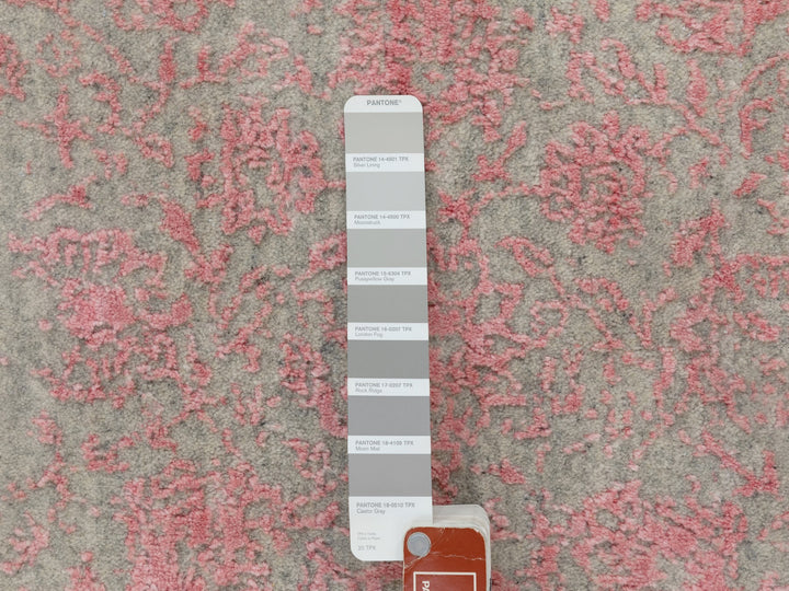 2'6" x 11'10" New Hand Loomed Pink Wool & Art Silk Runner Oriental Rug - MOA10258583